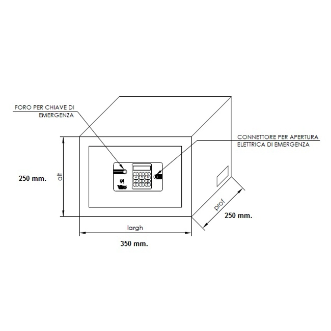 Vendita online Cassaforte elettronica da esterno 350x350x250H mm.